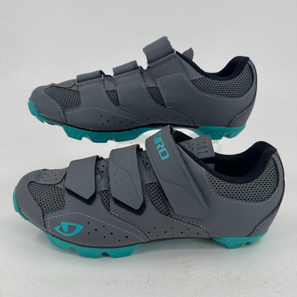 Giro Riela RII Cycling Shoes WOMENS Gray Blue Hook & Loop Close SIZE 8.5 - Picture 2 of 16